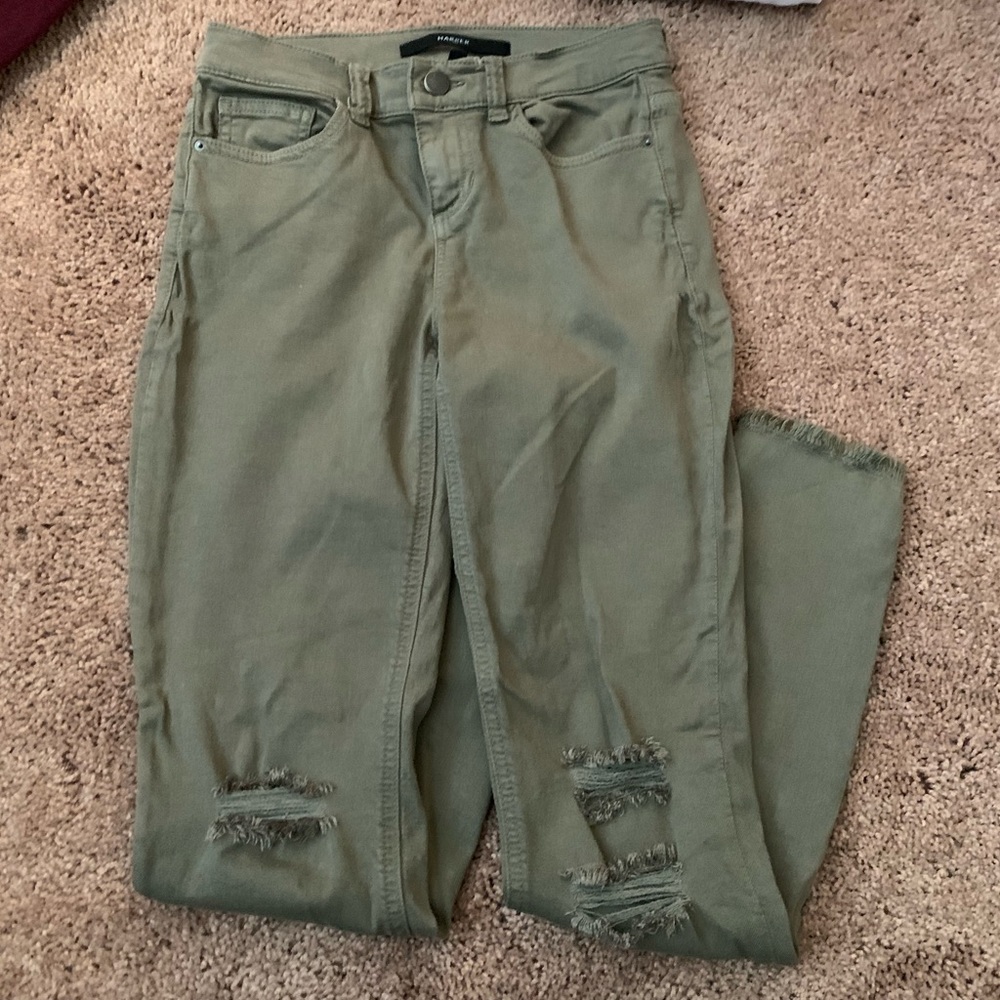 Army green skinny jeans